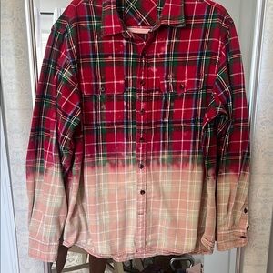 Red and Cream Plaid Men's Shirt